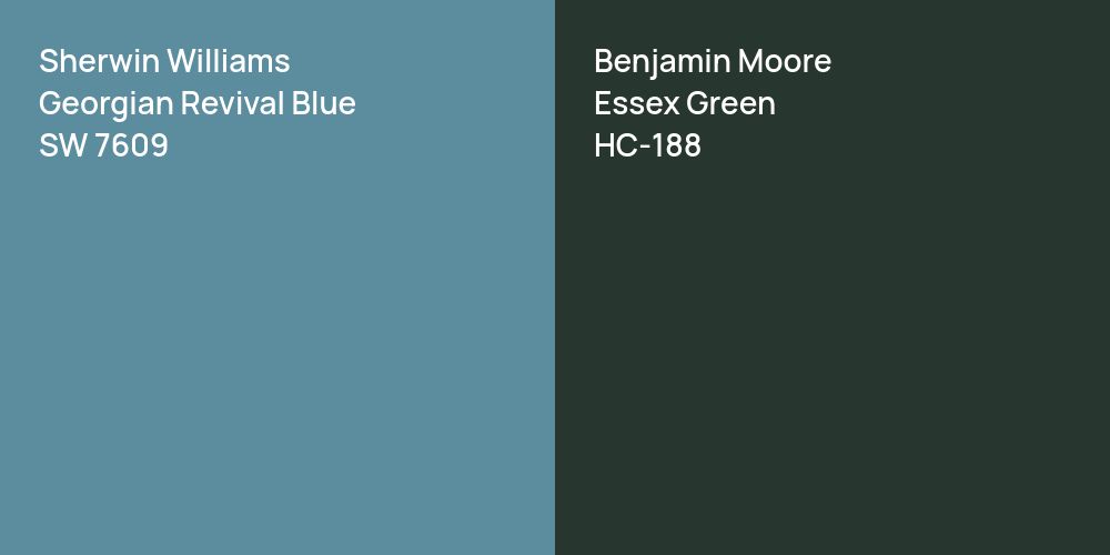 Sherwin Williams Georgian Revival Blue vs. Benjamin Moore Essex Green