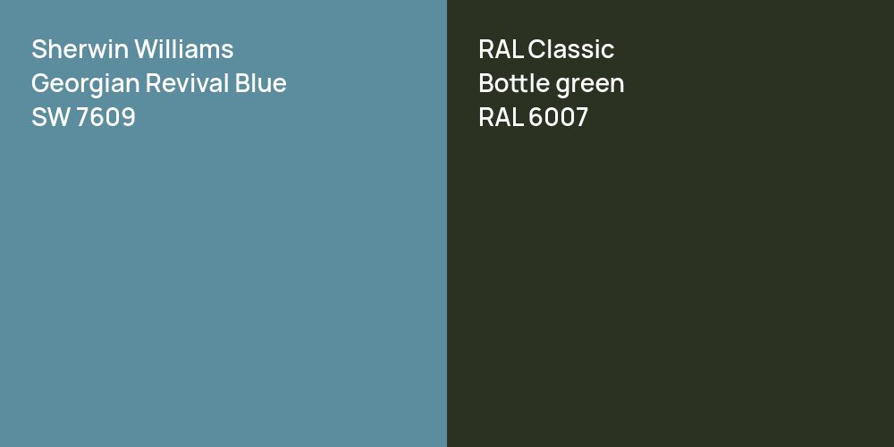 Sherwin Williams Georgian Revival Blue vs. RAL Classic  Bottle green