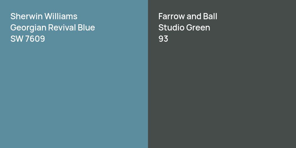 Sherwin Williams Georgian Revival Blue vs. Farrow and Ball Studio Green