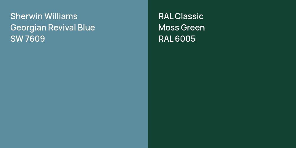 Sherwin Williams Georgian Revival Blue vs. RAL Classic Moss Green