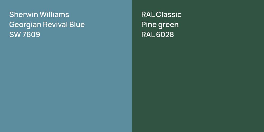 Sherwin Williams Georgian Revival Blue vs. RAL Classic  Pine green