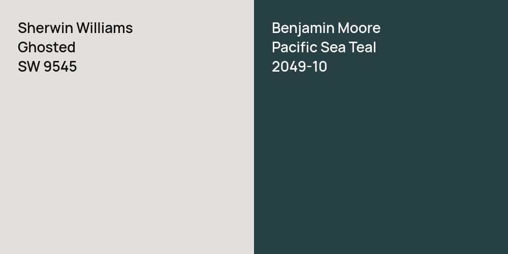 Sherwin Williams Ghosted vs. Benjamin Moore Pacific Sea Teal