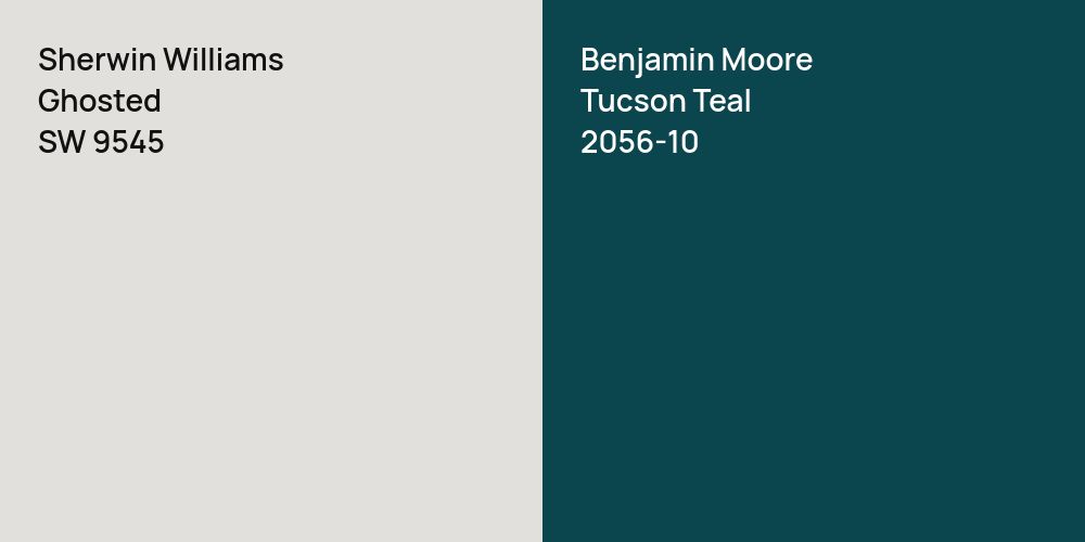 Sherwin Williams Ghosted vs. Benjamin Moore Tucson Teal