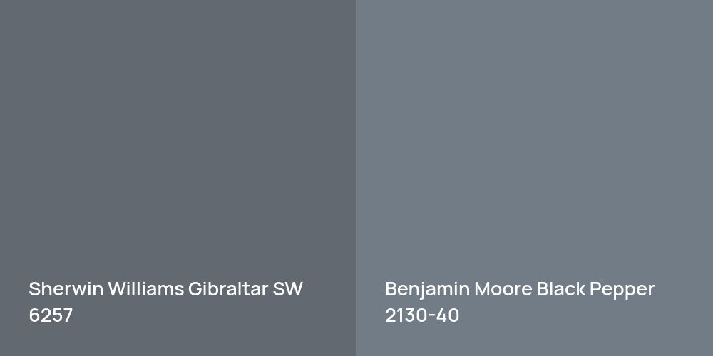 Sherwin Williams Gibraltar vs. Benjamin Moore Black Pepper