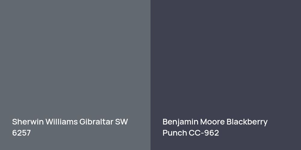 Sherwin Williams Gibraltar vs. Benjamin Moore Blackberry Punch