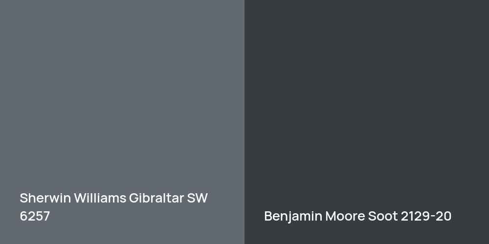 Sherwin Williams Gibraltar vs. Benjamin Moore Soot