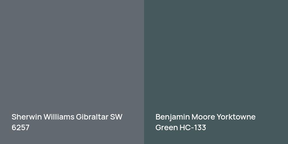 Sherwin Williams Gibraltar vs. Benjamin Moore Yorktowne Green