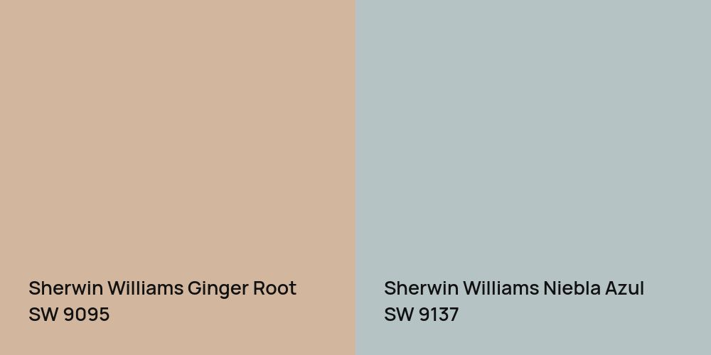 Sherwin Williams Ginger Root vs. Sherwin Williams Niebla Azul