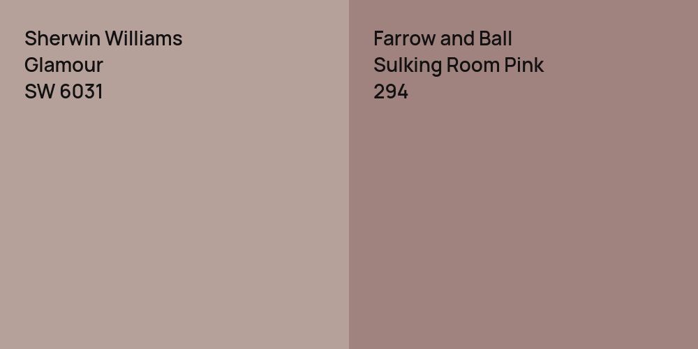 Sherwin Williams Glamour vs. Farrow and Ball Sulking Room Pink