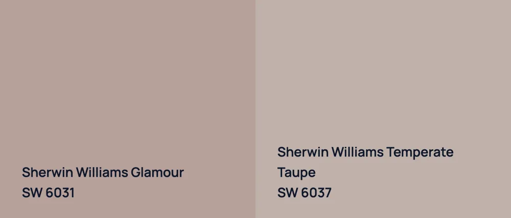 Sherwin Williams Glamour SW 6031 vs Sherwin Williams Temperate Taupe SW 6037