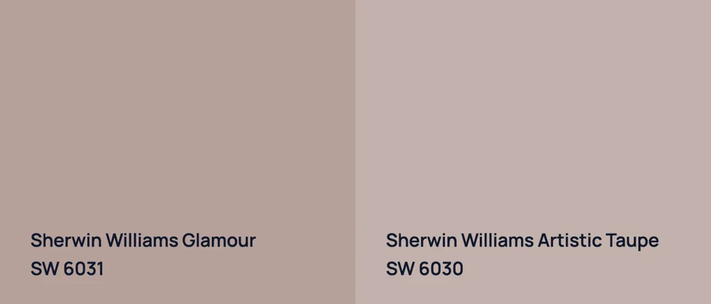Sherwin Williams Glamour SW 6031 vs Sherwin Williams Artistic Taupe SW 6030