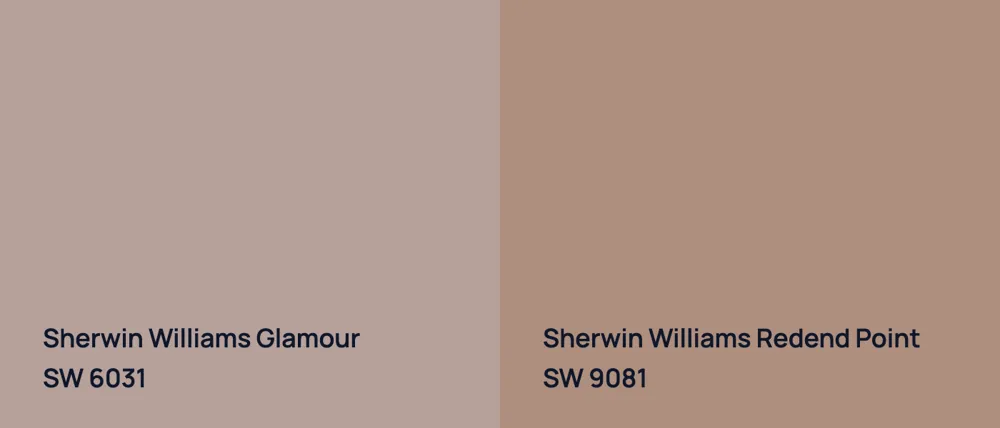 Sherwin Williams Glamour SW 6031 vs Sherwin Williams Redend Point SW 9081