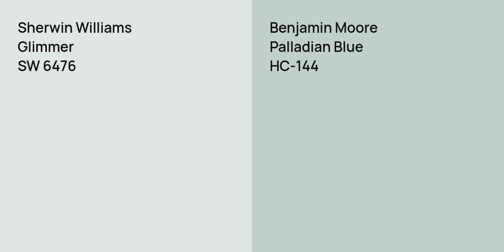 Sherwin Williams Glimmer vs. Benjamin Moore Palladian Blue