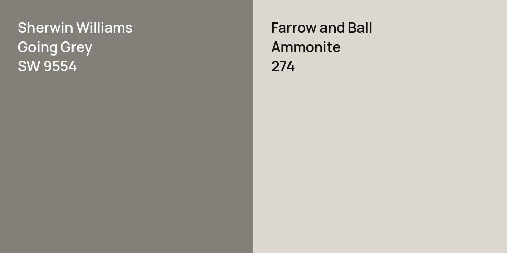 Sherwin Williams Going Grey vs. Farrow and Ball Ammonite