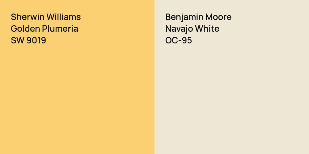 Sherwin Williams Golden Plumeria vs. Benjamin Moore Navajo White