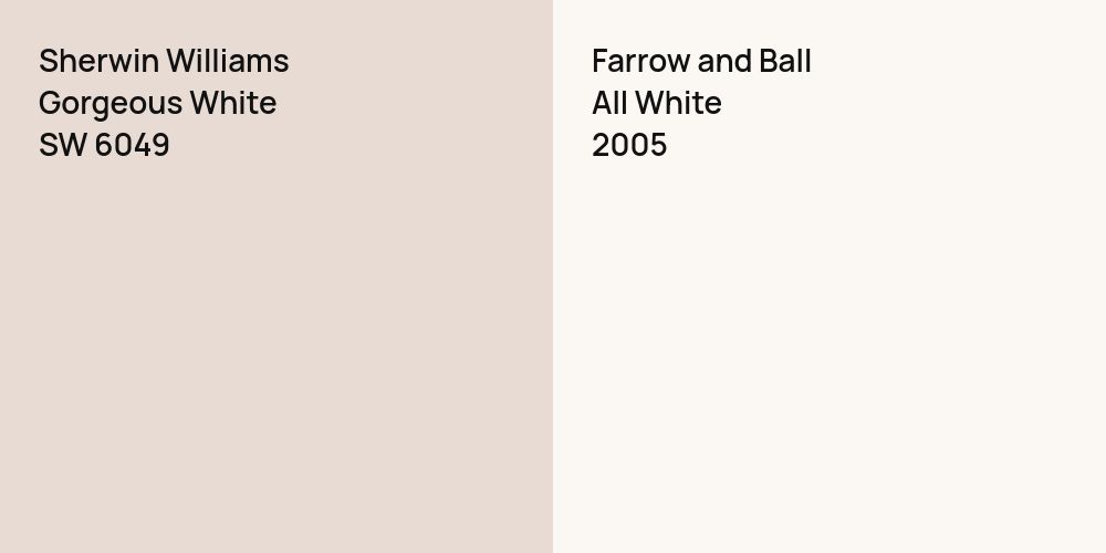 Sherwin Williams Gorgeous White vs. Farrow and Ball All White