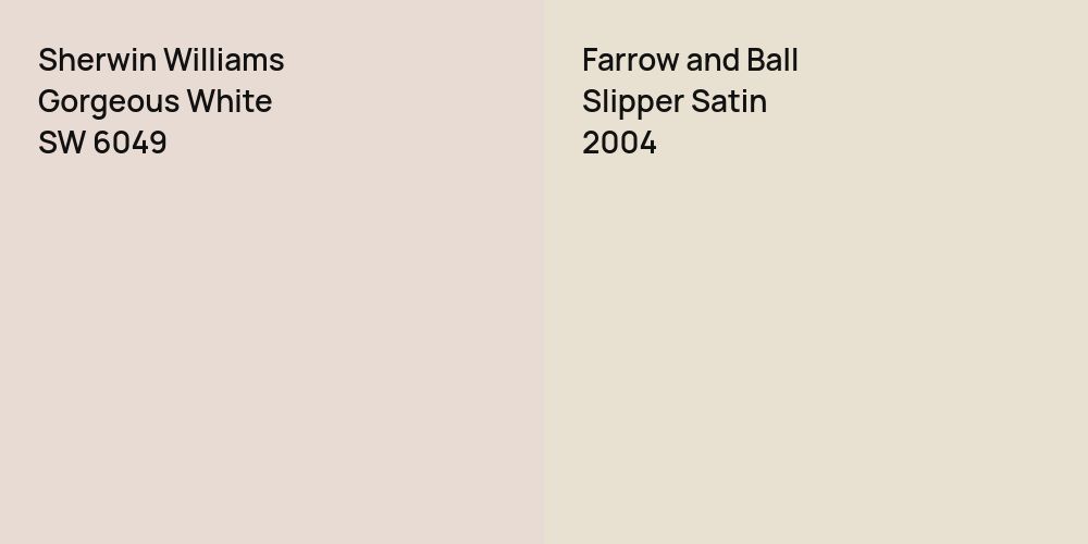 Sherwin Williams Gorgeous White vs. Farrow and Ball Slipper Satin