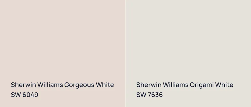 Sherwin Williams Gorgeous White SW 6049 vs Sherwin Williams Origami White SW 7636