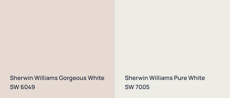 Sherwin Williams Gorgeous White SW 6049 vs Sherwin Williams Pure White SW 7005