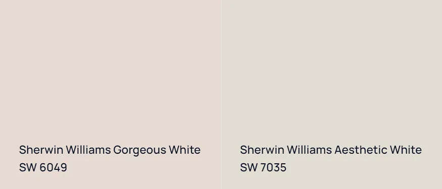 Sherwin Williams Gorgeous White SW 6049 vs Sherwin Williams Aesthetic White SW 7035