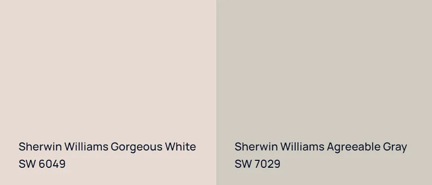 Sherwin Williams Gorgeous White SW 6049 vs Sherwin Williams Agreeable Gray SW 7029