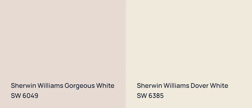 Sherwin Williams Gorgeous White SW 6049 vs Sherwin Williams Dover White SW 6385