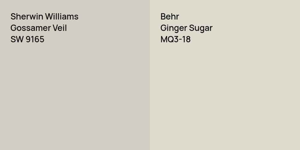 Sherwin Williams Gossamer Veil vs. Behr Ginger Sugar