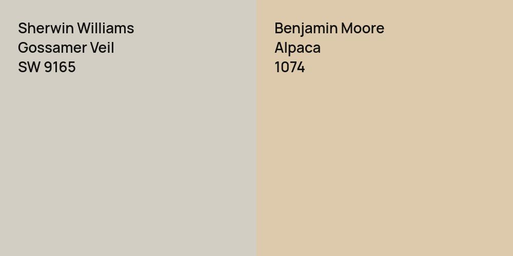 Sherwin Williams Gossamer Veil vs. Benjamin Moore Alpaca