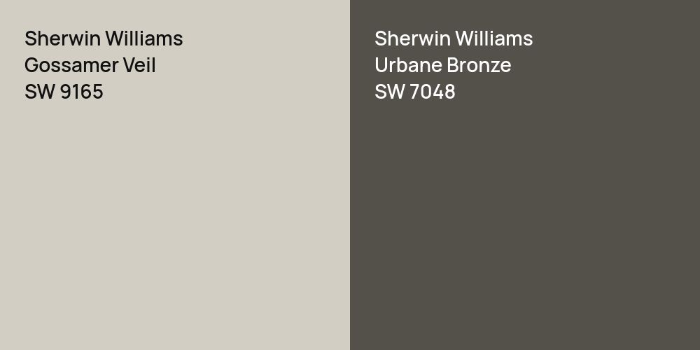 Sherwin Williams Gossamer Veil vs. Sherwin Williams Urbane Bronze