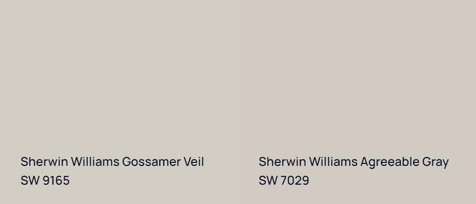 Sherwin Williams Gossamer Veil SW 9165 vs Sherwin Williams Agreeable Gray SW 7029