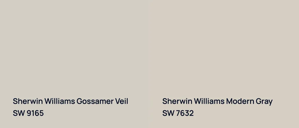 Sherwin Williams Gossamer Veil SW 9165 vs Sherwin Williams Modern Gray SW 7632
