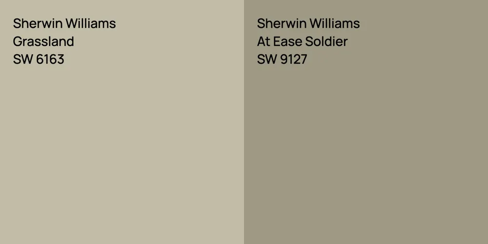 Sherwin Williams Grassland vs. Sherwin Williams At Ease Soldier