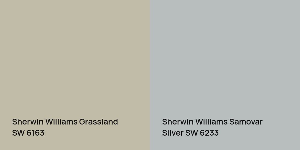 Sherwin Williams Grassland vs. Sherwin Williams Samovar Silver