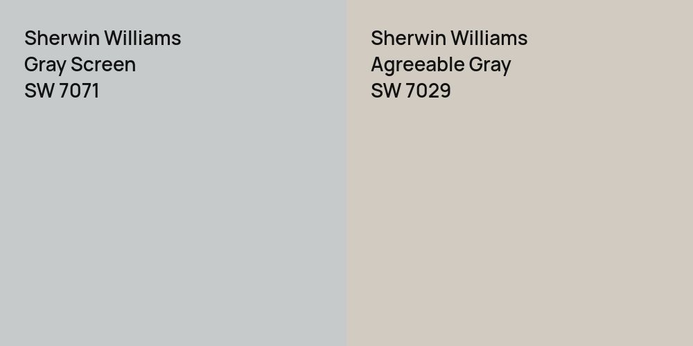 Sherwin Williams Gray Screen vs. Sherwin Williams Agreeable Gray