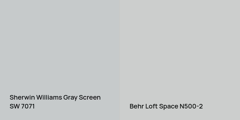 Sherwin Williams Gray Screen vs. Behr Loft Space