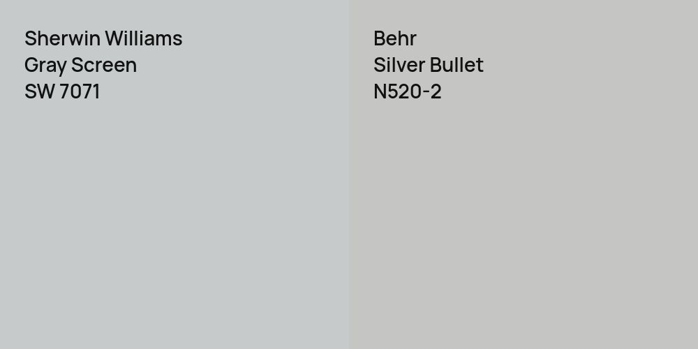 Sherwin Williams Gray Screen vs. Behr Silver Bullet