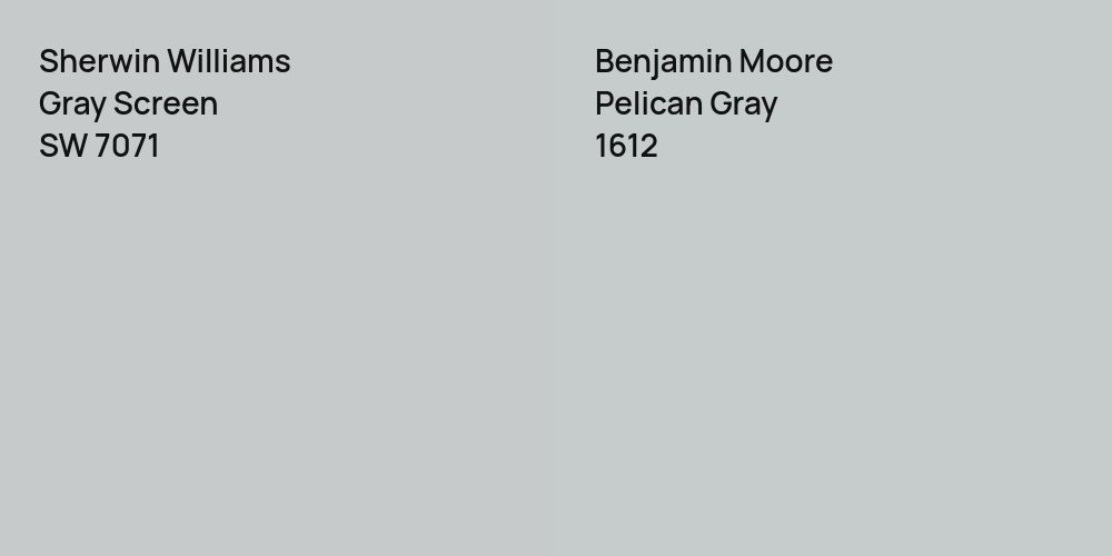 Sherwin Williams Gray Screen vs. Benjamin Moore Pelican Gray