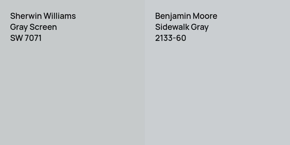 Sherwin Williams Gray Screen vs. Benjamin Moore Sidewalk Gray