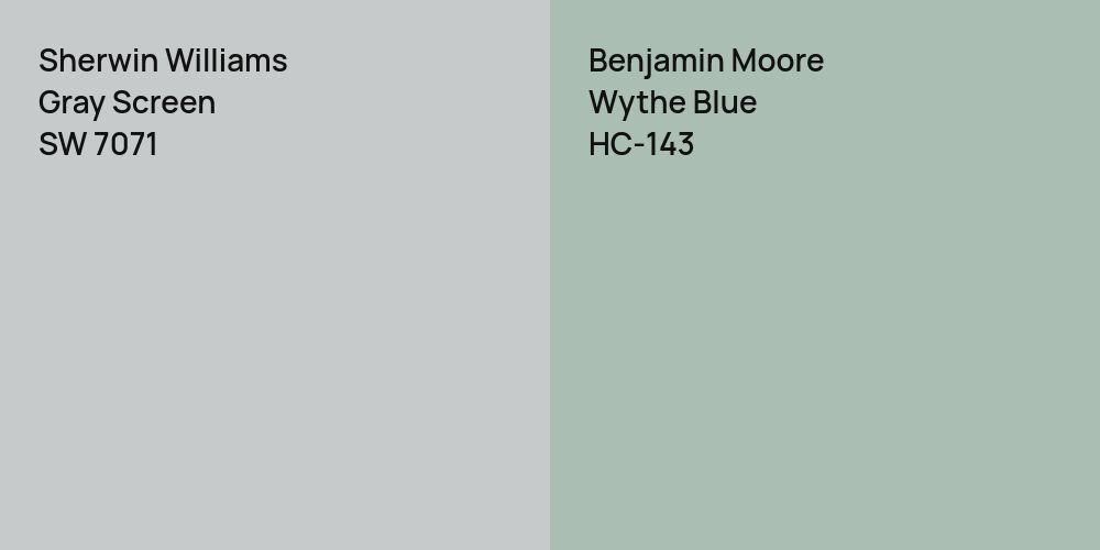 Sherwin Williams Gray Screen vs. Benjamin Moore Wythe Blue