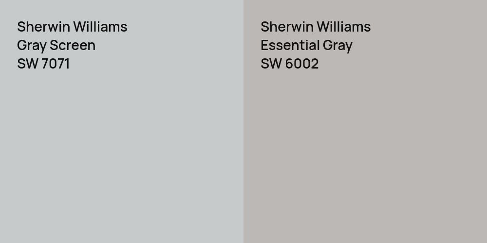 Sherwin Williams Gray Screen vs. Sherwin Williams Essential Gray