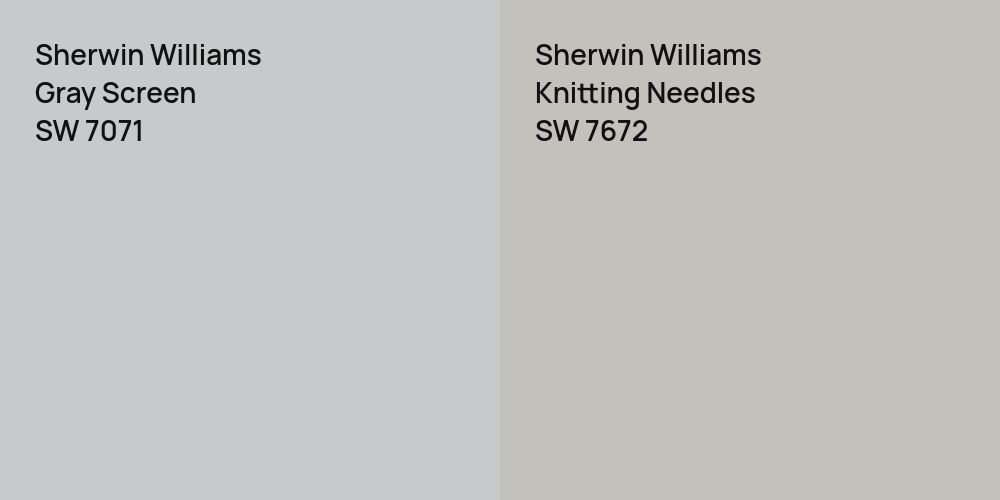 Sherwin Williams Gray Screen vs. Sherwin Williams Knitting Needles