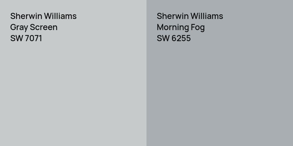 Sherwin Williams Gray Screen vs. Sherwin Williams Morning Fog