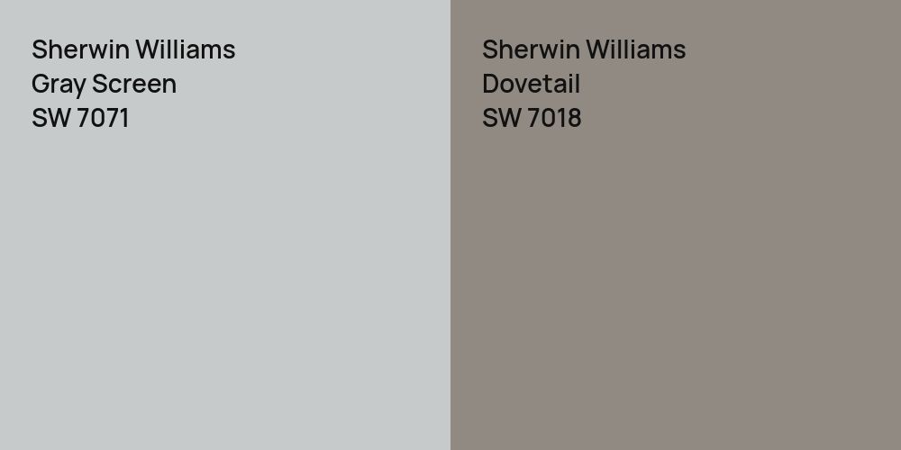 Sherwin Williams Gray Screen vs. Sherwin Williams Dovetail