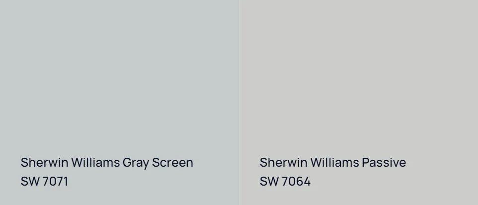 Sherwin Williams Gray Screen SW 7071 vs Sherwin Williams Passive SW 7064