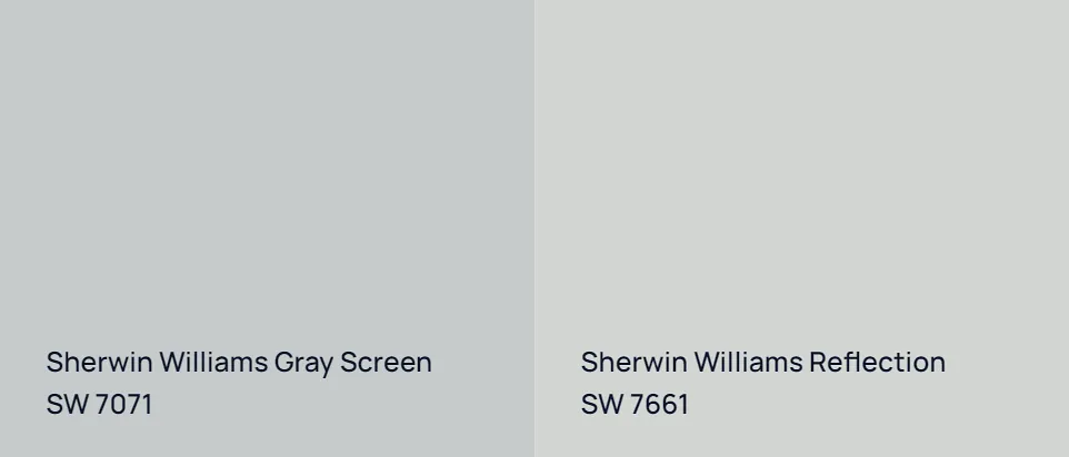 Sherwin Williams Gray Screen SW 7071 vs Sherwin Williams Reflection SW 7661