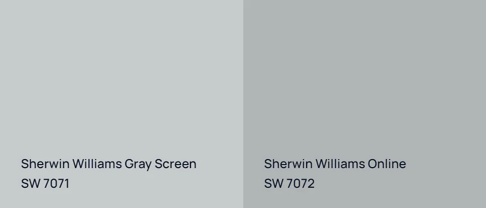 Sherwin Williams Gray Screen SW 7071 vs Sherwin Williams Online SW 7072