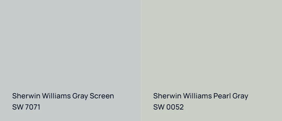 Sherwin Williams Gray Screen SW 7071 vs Sherwin Williams Pearl Gray SW 0052