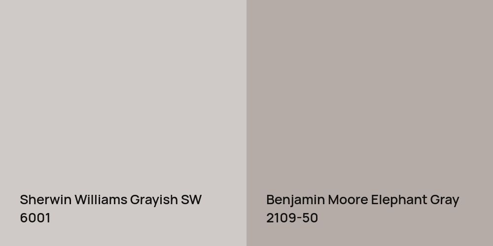 Sherwin Williams Grayish vs. Benjamin Moore Elephant Gray