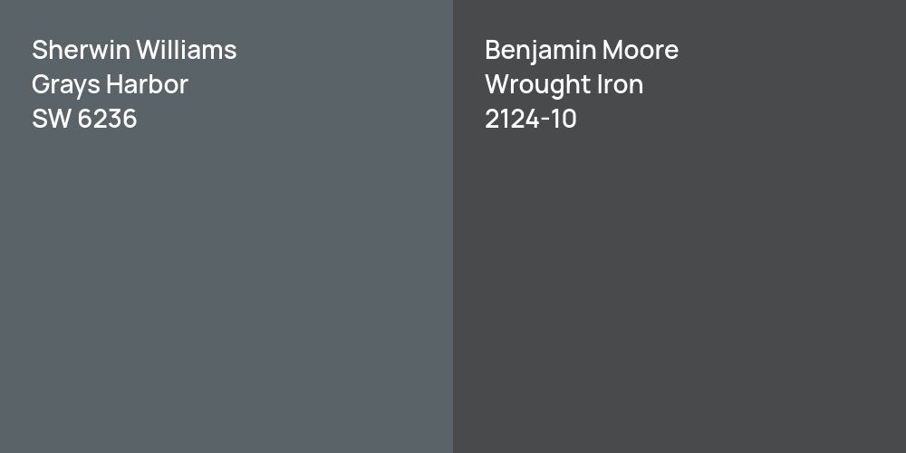 Sherwin Williams Grays Harbor vs. Benjamin Moore Wrought Iron