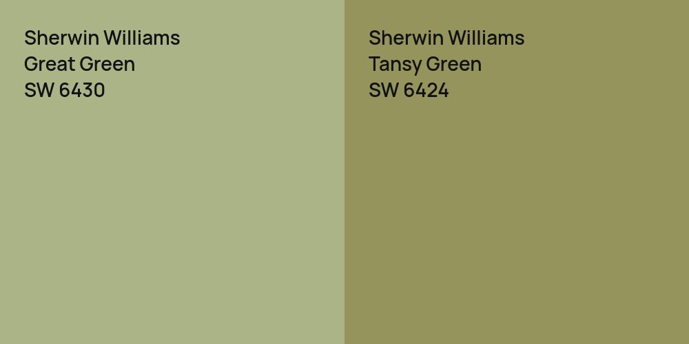 Sherwin Williams Great Green vs. Sherwin Williams Tansy Green